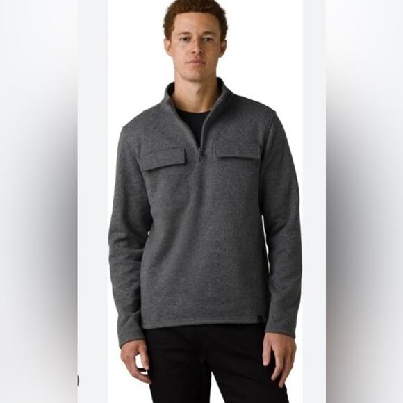 NWT
 Prana men’s Brookland 1/4 Zip Wool Blend Sweater in gravel grey Size S - Picture 1 of 10
